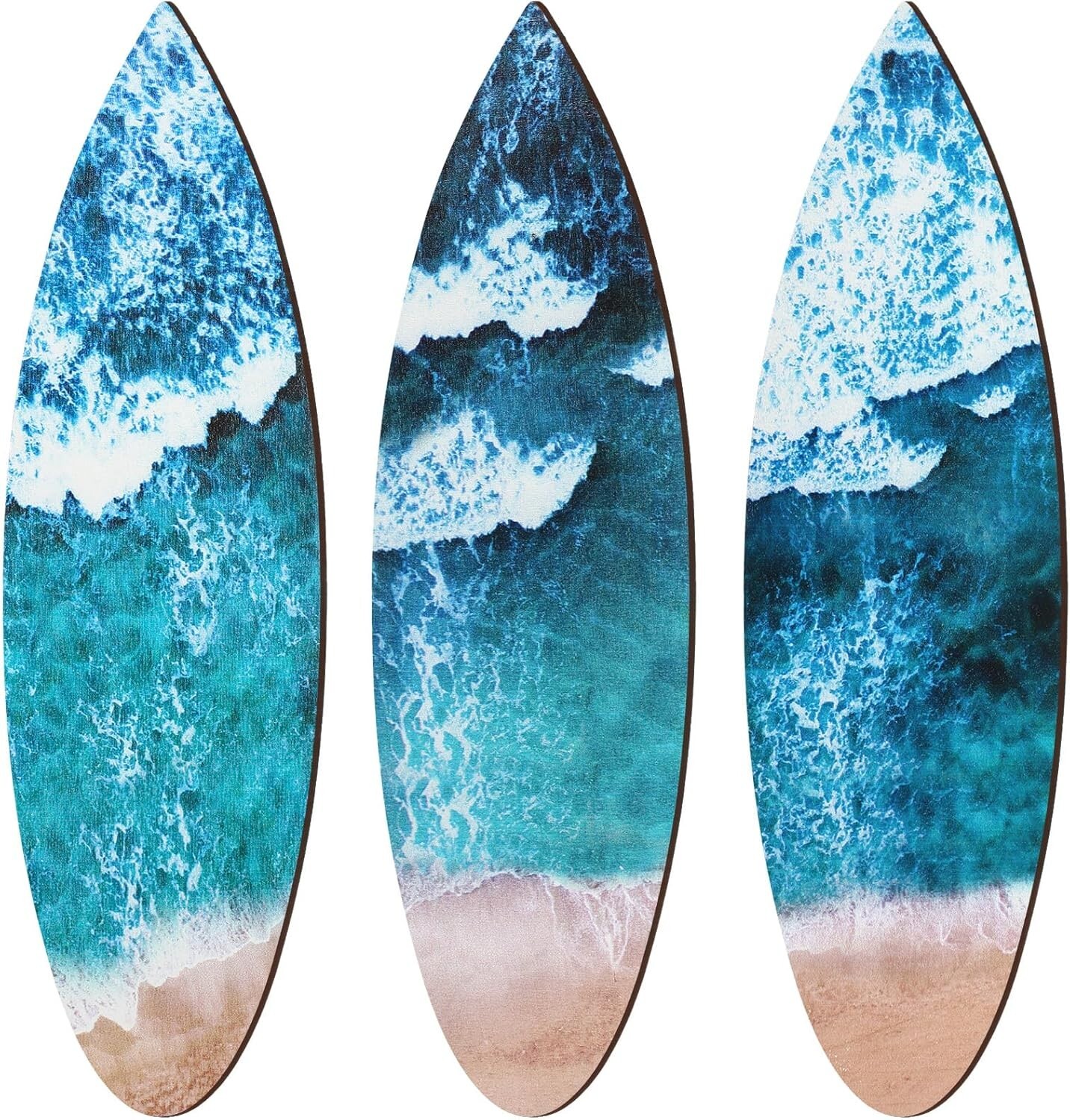 Tatuo 3 Pcs Summer Surfboard Wall Hanging Sign Wooden Beach 3.31″L x 11.81″W