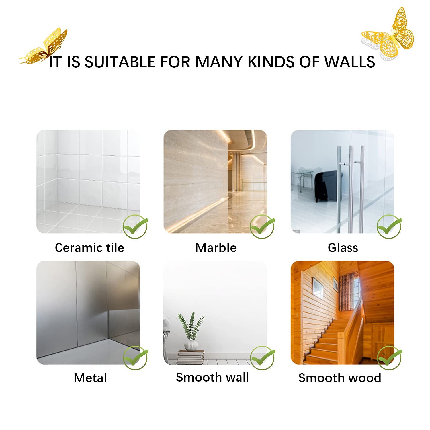 3D Butterfly Wall Decor – 48 Pcs, 4 Styles, 3 Sizes, Gold Butterfly Decorations