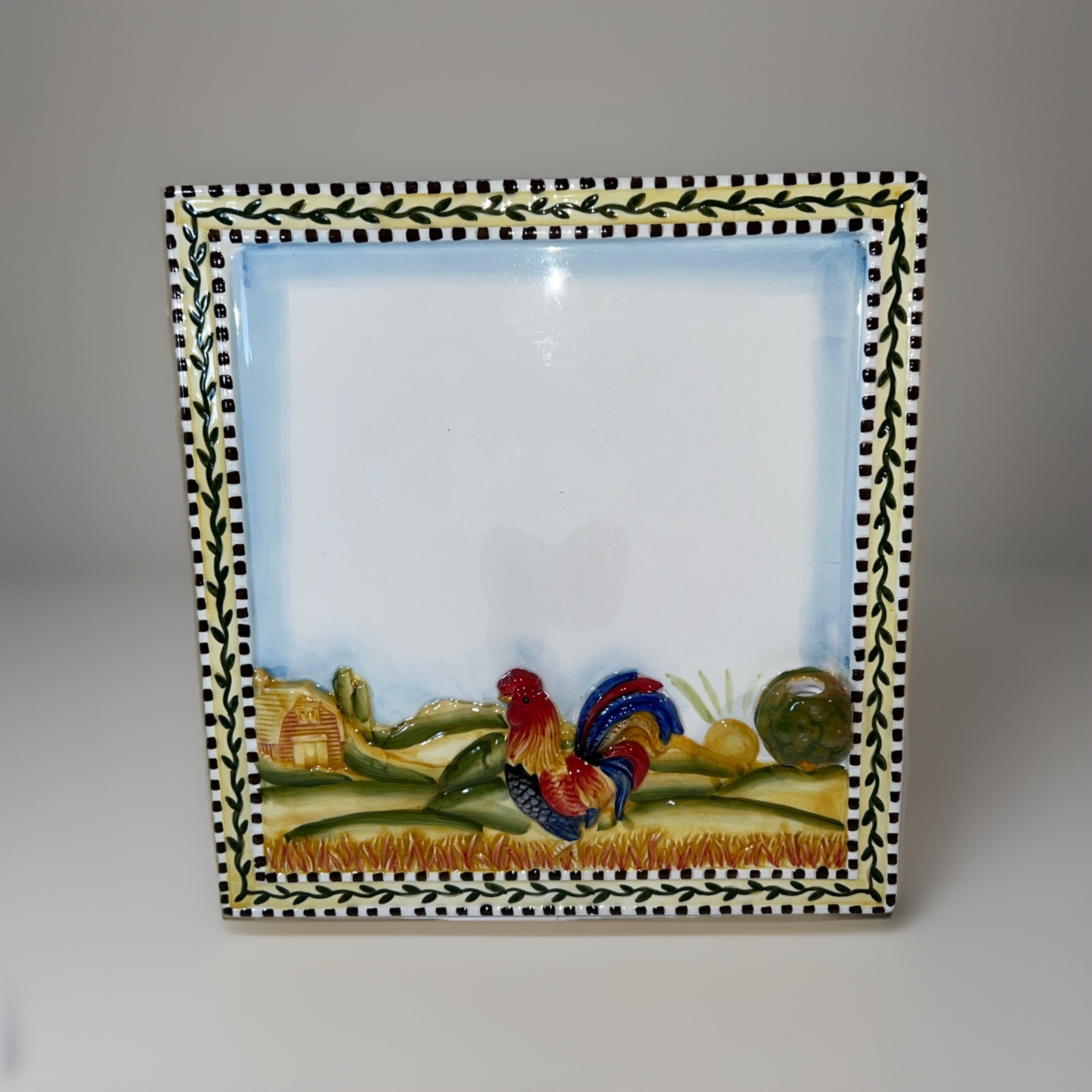 Country Rooster Ceramic Message/Recipe Board 10”x 9 1/2” ￼