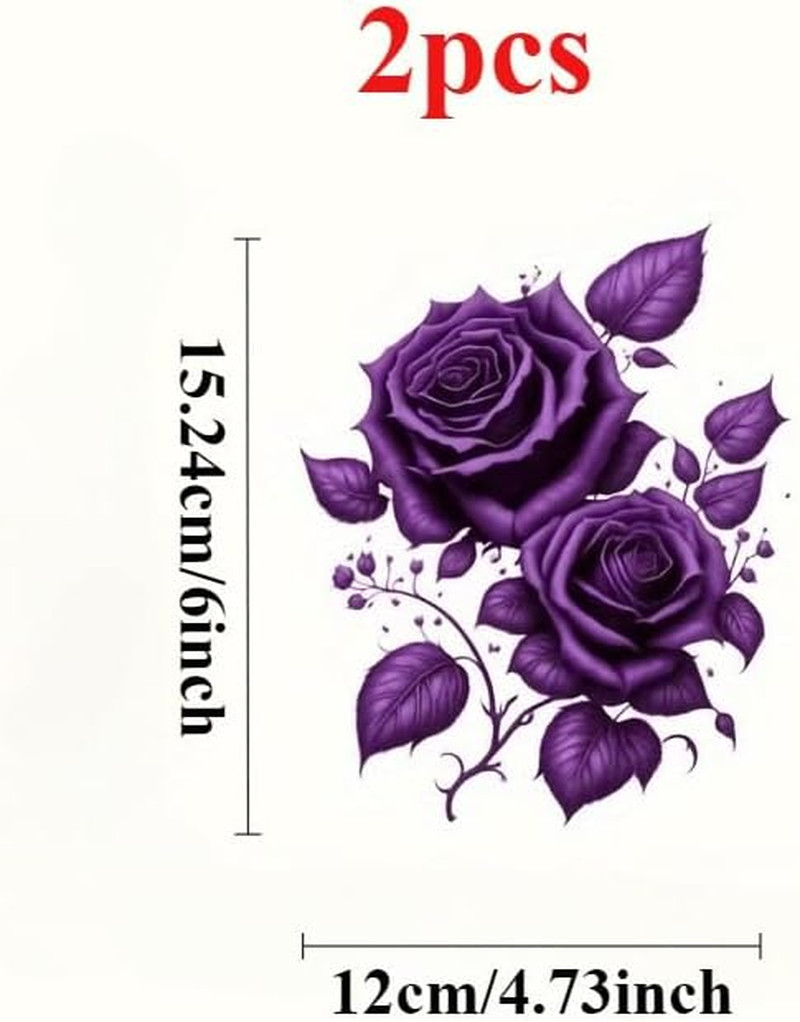 2Pcs Elegant Purple Rose Vinyl Decals – Fashionable Floral Stickers for Cars,