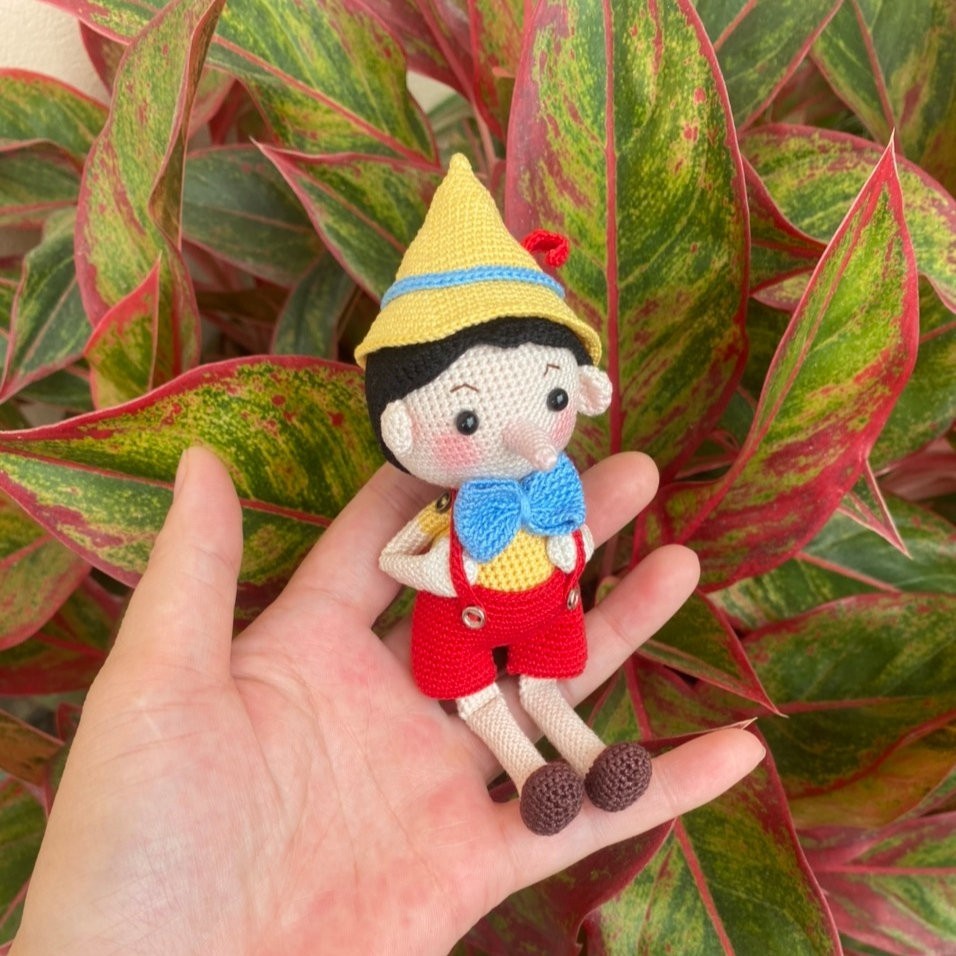 Crochet Pinocchio Doll, Amigurumi Handmade, Fairy Tale Gift