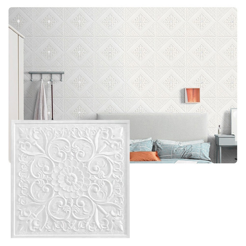 1pc 3D Tile Brick Wall Sticker Self-adhesive Foam Panel Waterproof Stickers