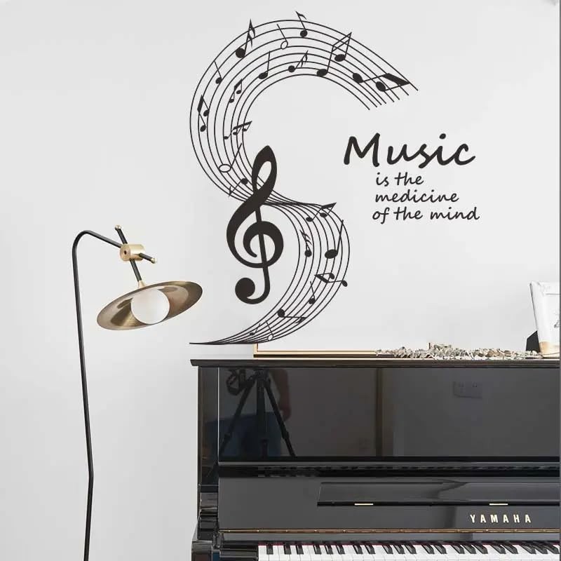 Large Music Notes Wall Decal Set 20×18 Inch Vinyl Lovers Mural for Wall, Kitchen
