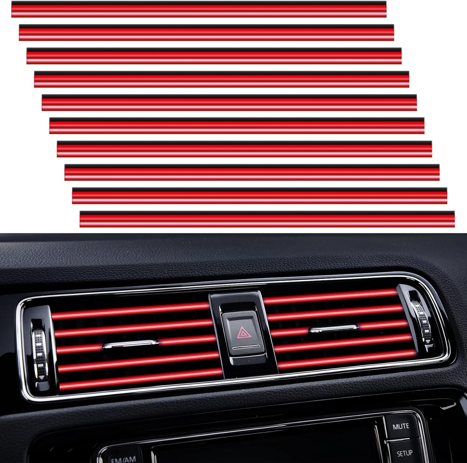 20 Pieces Universal Car Air Vent Trim Strip Red