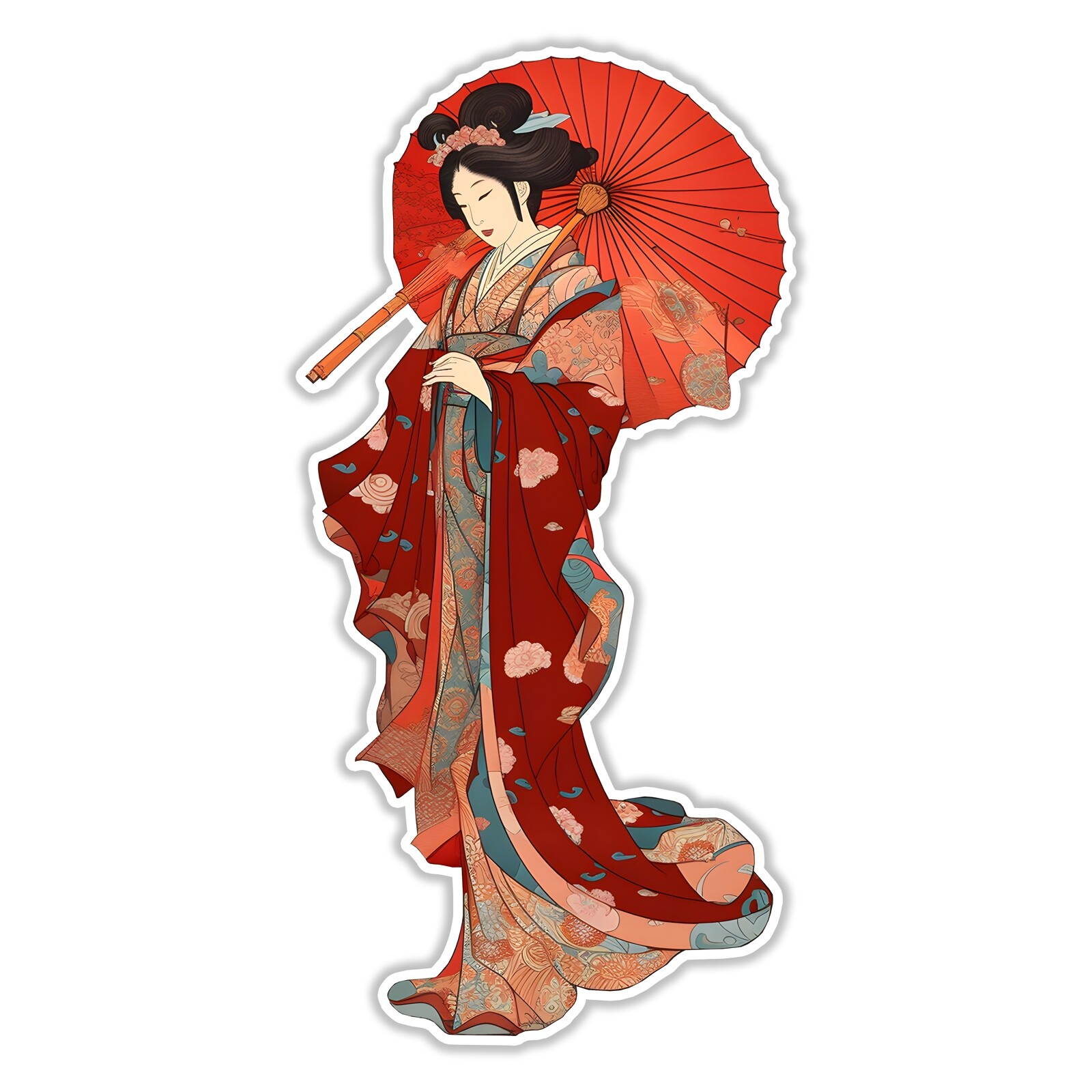 Geisha Sticker Japan Edo Period Art Japanese Women Vinyl Decal Car Laptop Phone