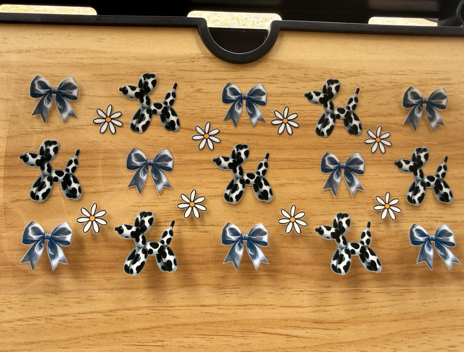 Blue Black White Bows UV DTF Wrap 16 oz