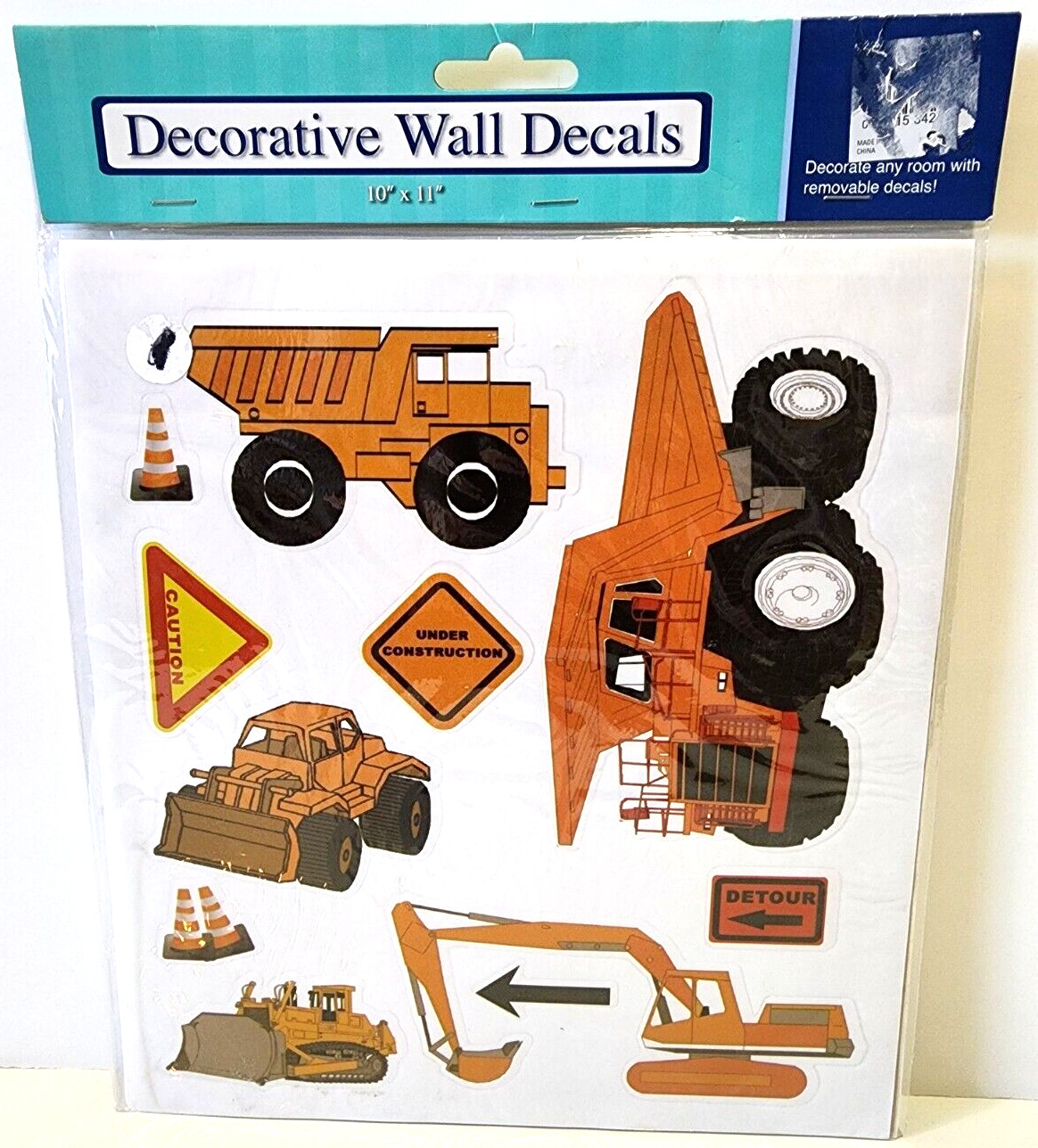 Construction Trucks Wall Decal Stickers Removable Kids Bulldozer Crane SEALED
