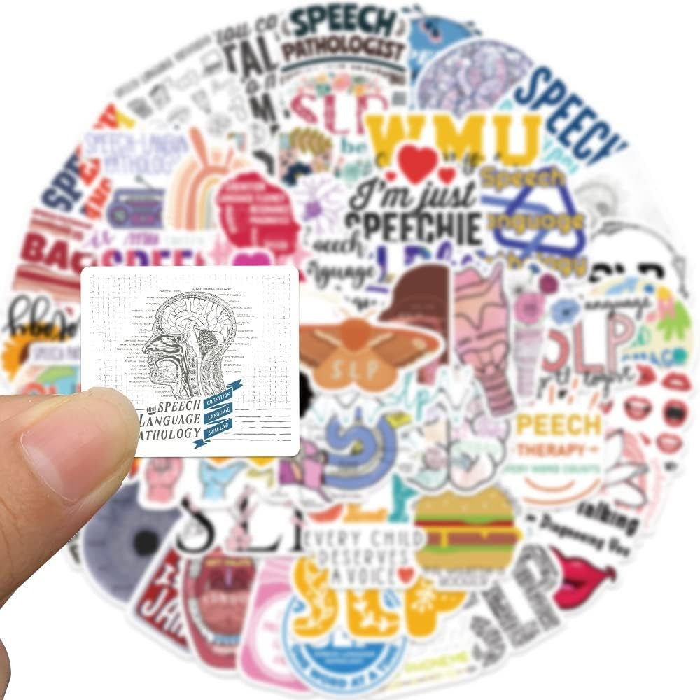SLP Stickers, Speech Therapy Decals, 56PCS Speech Language Pathologist Stickers