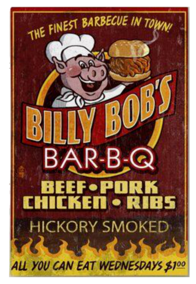 BBQ – Billy Bob’s – 4×6 – Vinyl Decal Sticker Car Laptops Cups Windows Cooler