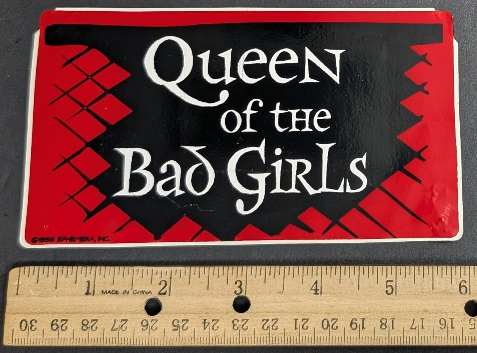 Queen Of The Bad Girls Sticker 6″ x 4″ 1996 Ephemera Inc Red Black White