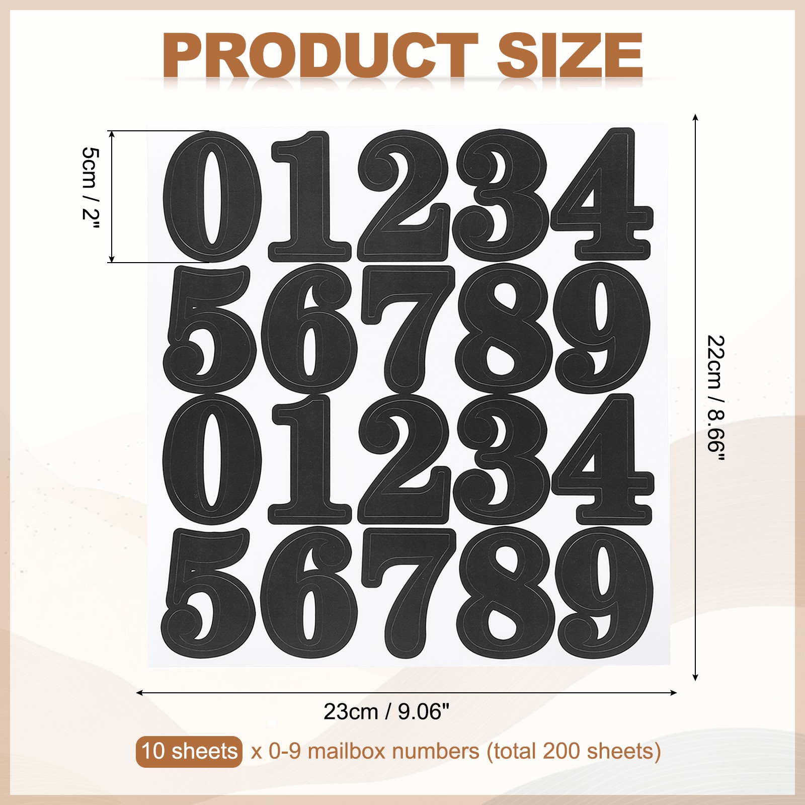 200 Pcs 10 Sheets Mailbox Numbers for Outside, 2 Inch Black Number Sticker