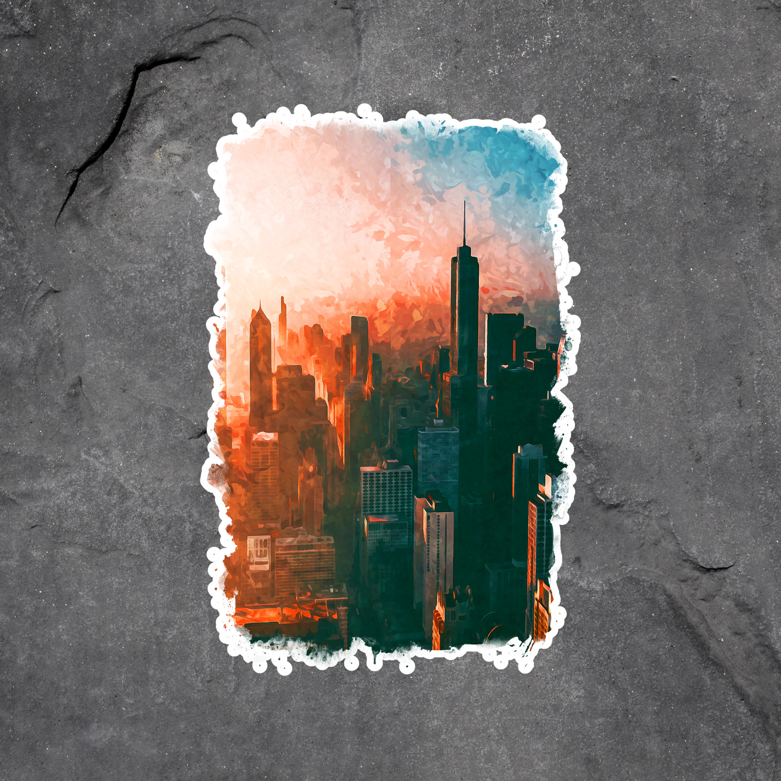 Chicago Skyline Sticker Vinyl Decal Sunset Cityscape Urban Art Illinois