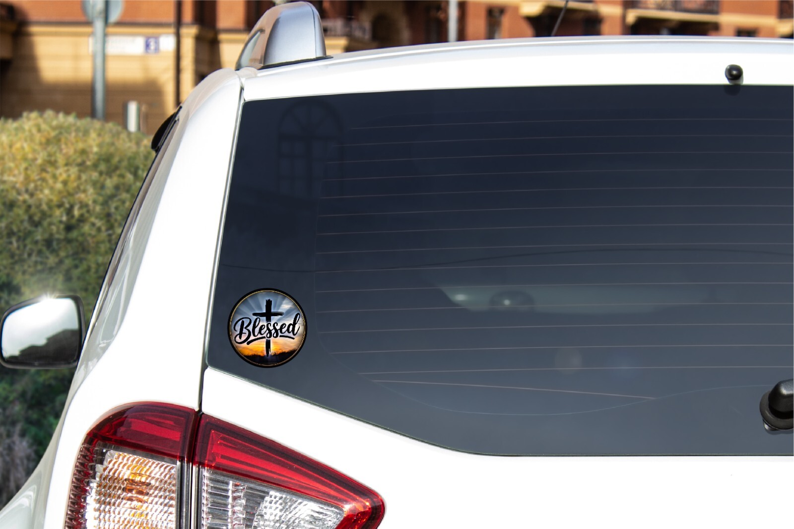Blessed Cross Decal Sticker Jesus God Religious Gift Christian Pride Love Church