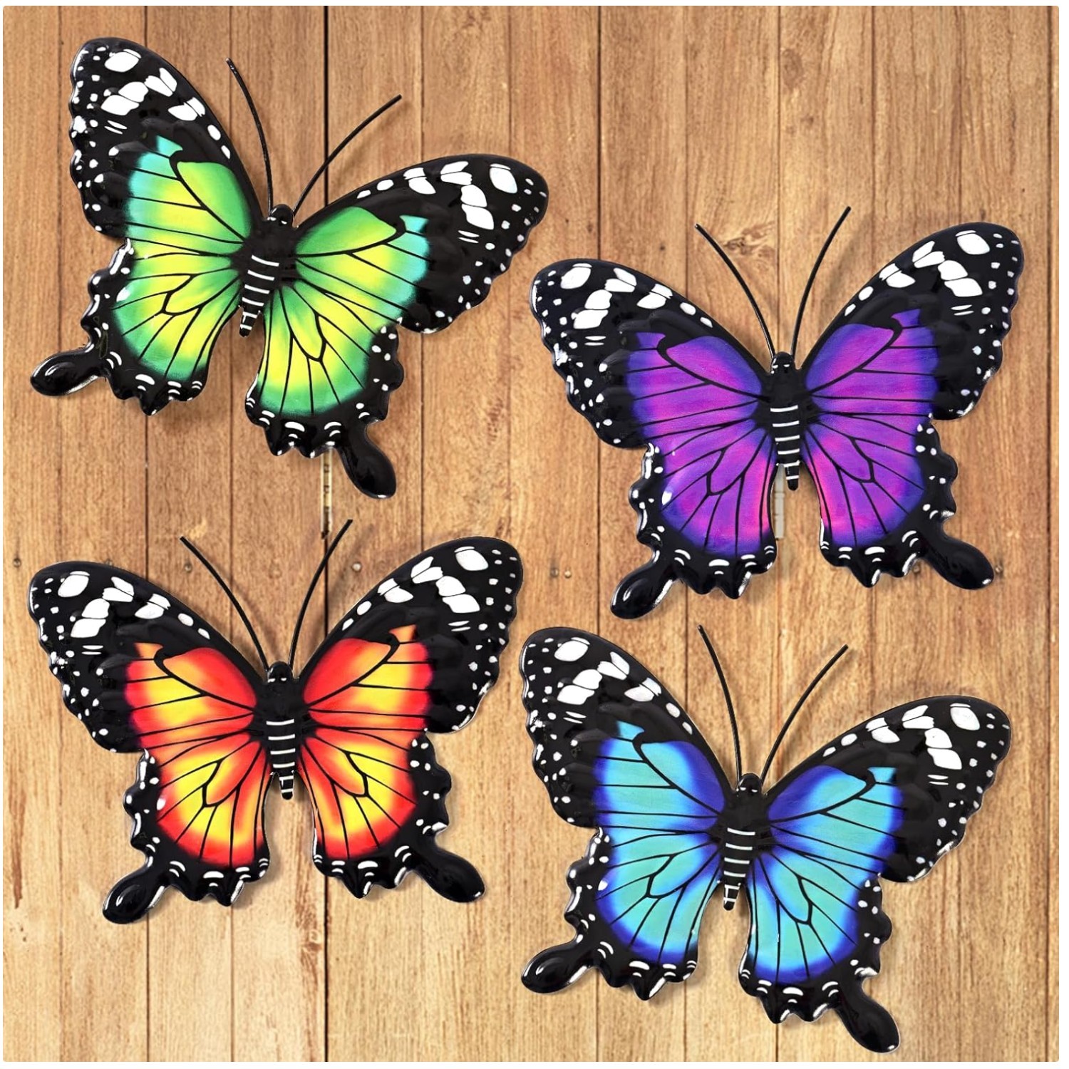 Colorful Metal Butterfly Wall Decor – Set of 4