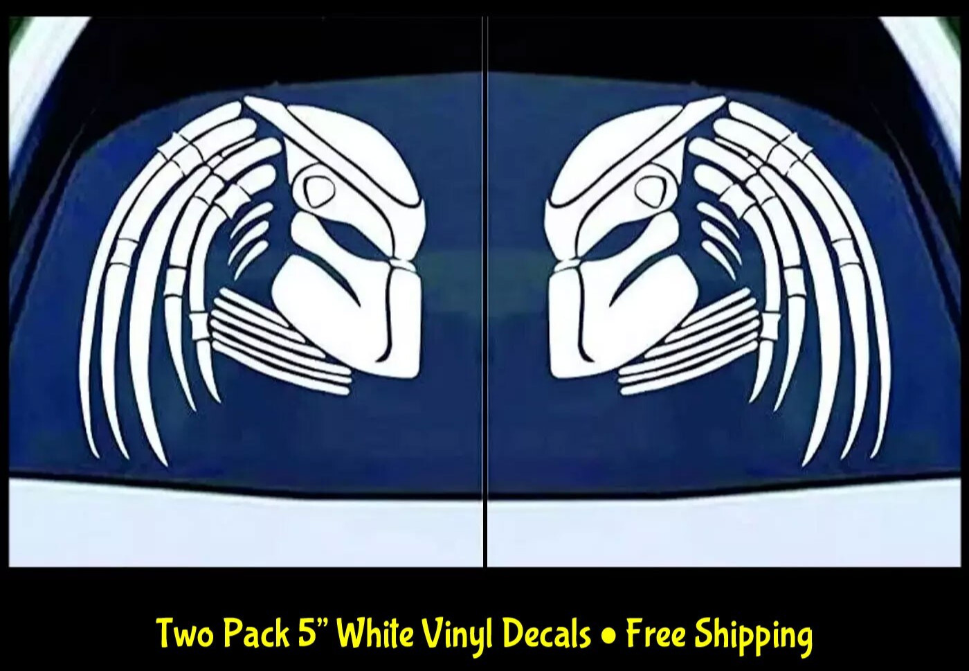 Predator Alien TWO 5″ White Vinyl Decals Mirrored Car Window Laptop Tablet