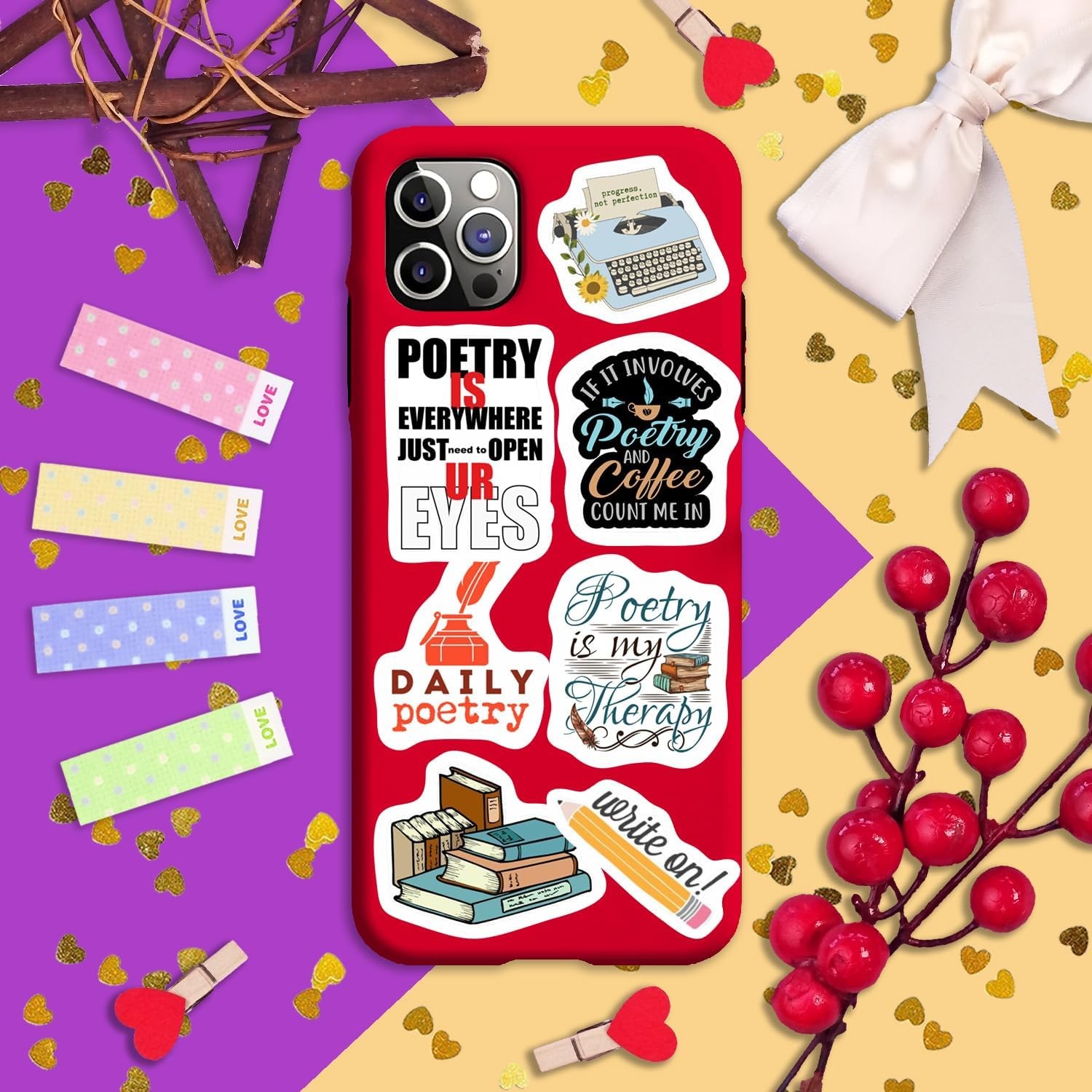 BulbaCraft Writing & Poetry Stickers for Water Bottle and Laptop – Literary Part