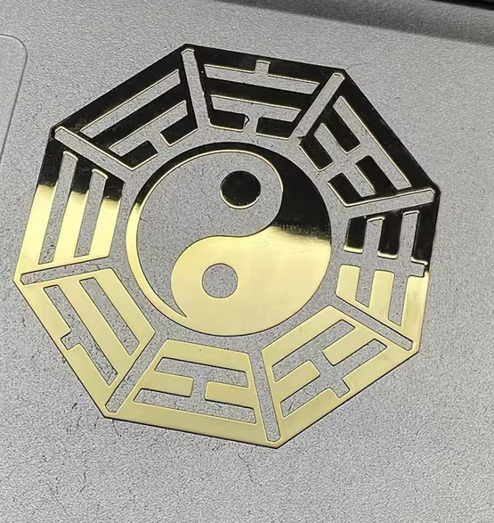 Lucky Gold Foil Yin Yang Bagua Zhang Tai Chi Decal Sticker 2″x2″