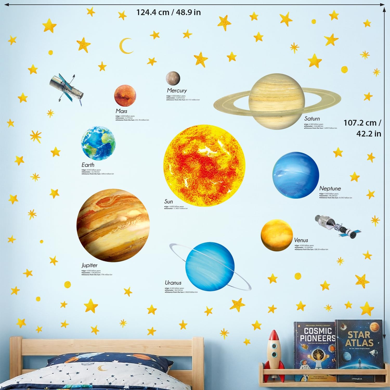 DS9-2007 Solar System Wall Stickers Wall Decals Peel and Stick Removable Wall…