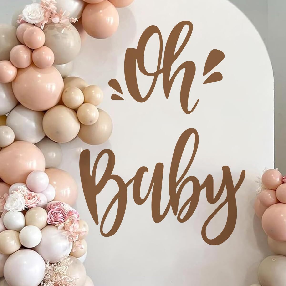 Runtoo Baby Shower Party Decal Sign Oh Gold Gender Reveal