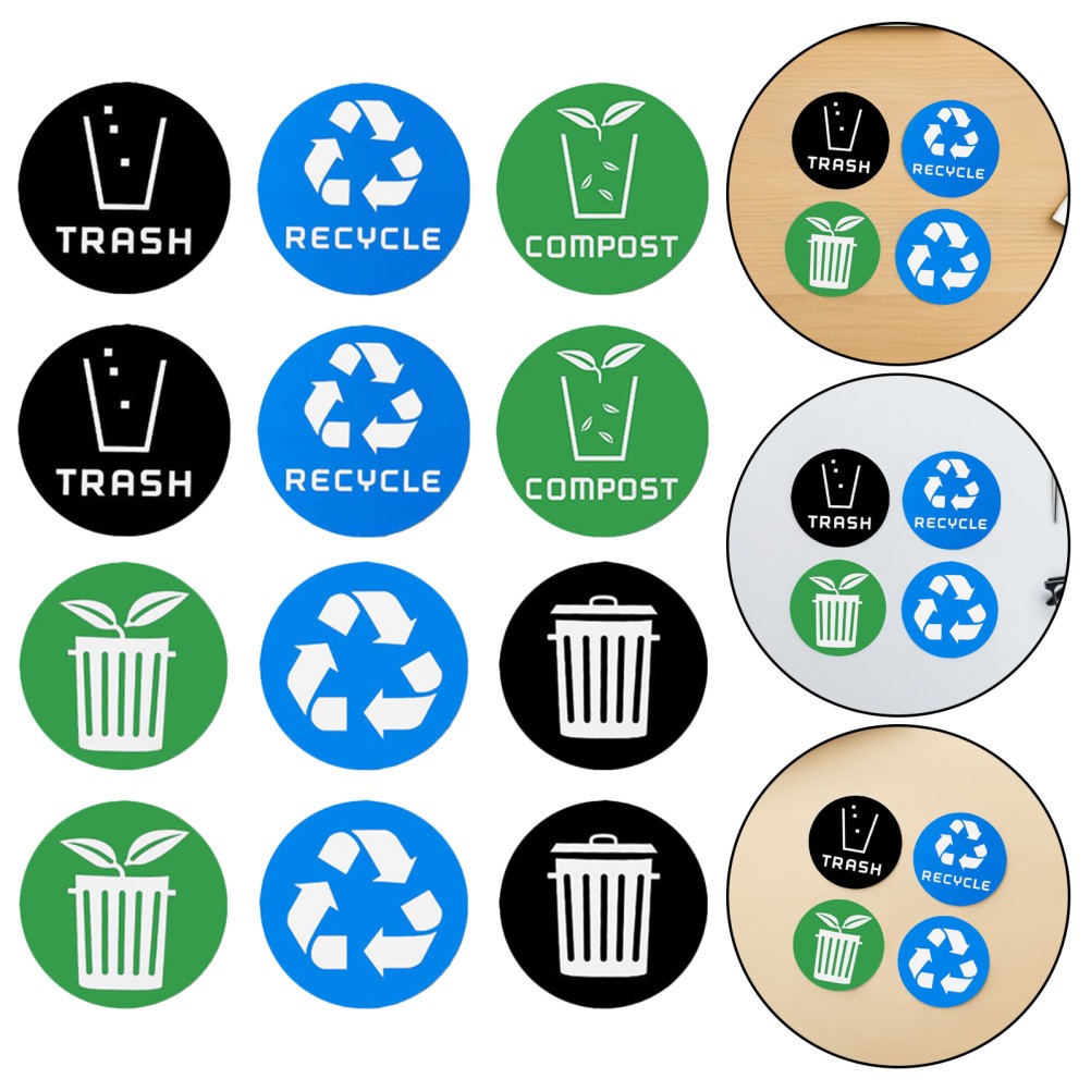24 PCS Garbage Sorting Decorative Stickers Vinyl Recycle Bin for Trash Bins