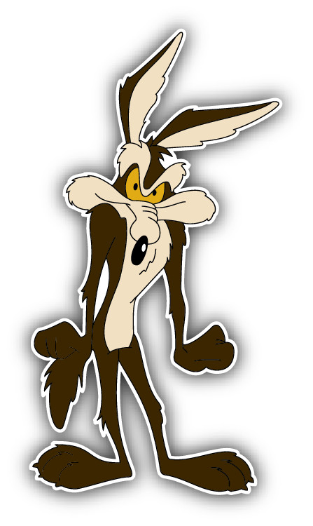 Wile E. Coyote Gloomy Cartoon Car Bumper Sticker Decal 3” x 5”