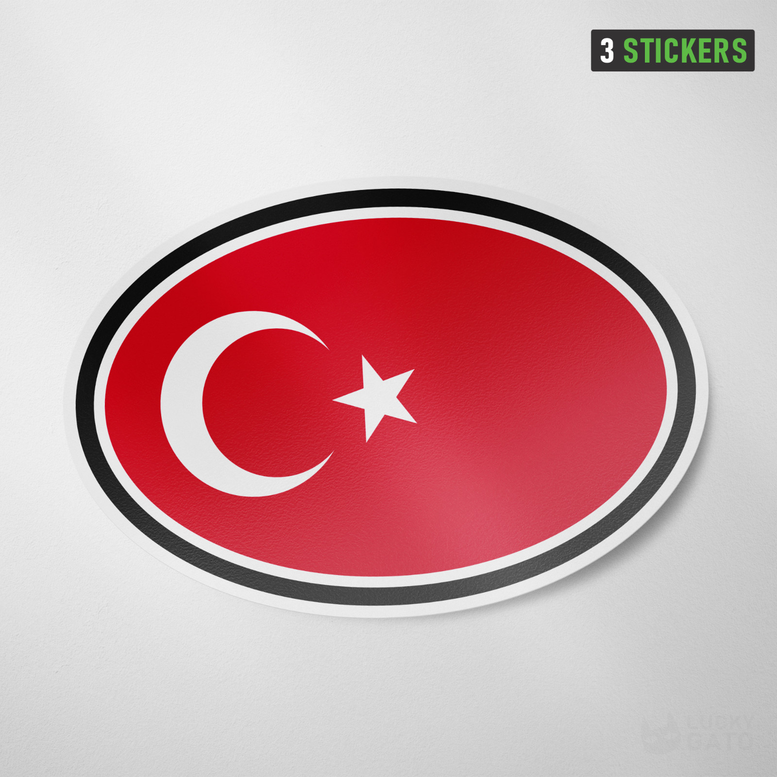 Turkey Oval Flag Sticker 3 Pack Vinyl Decal Car Auto Window Istanbul