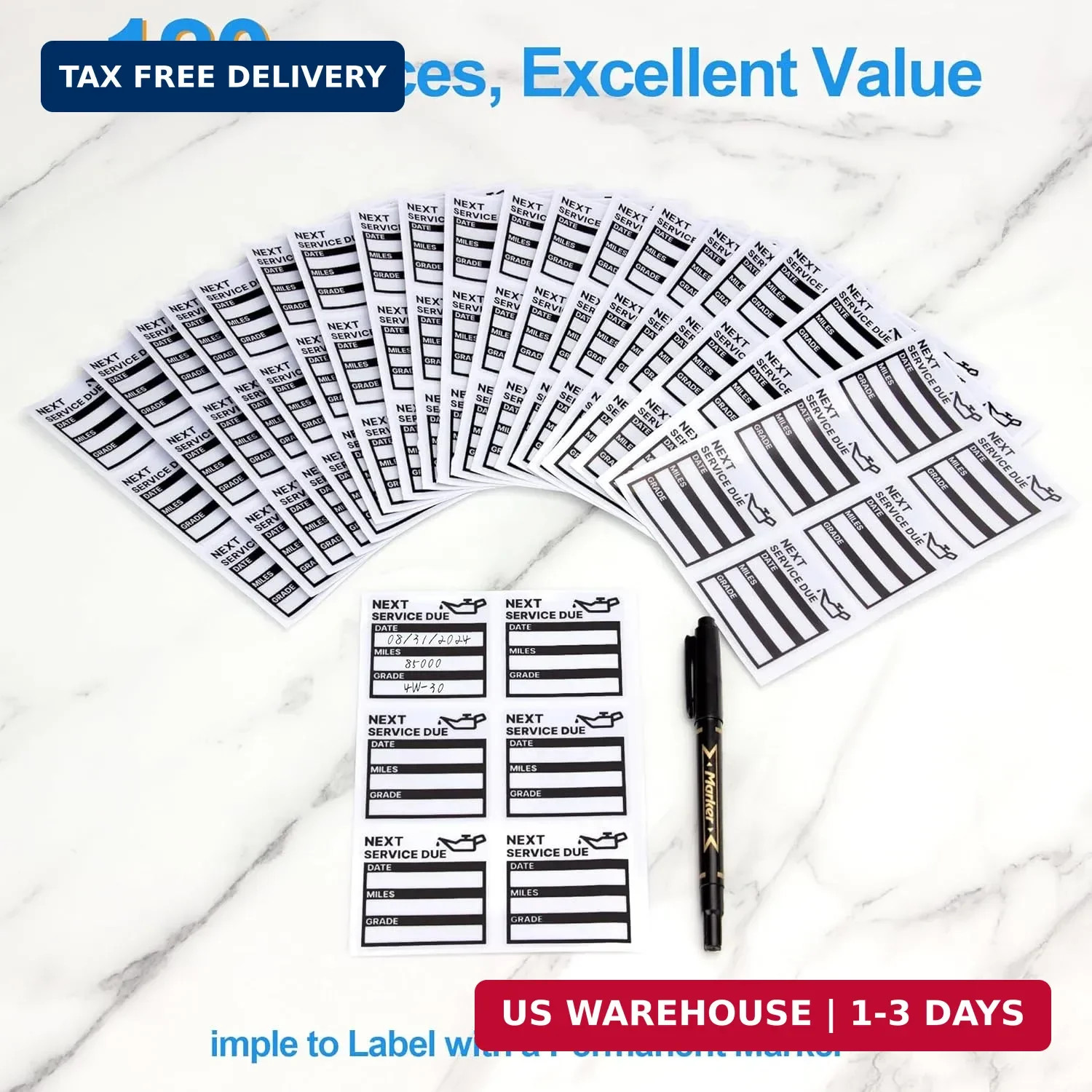 for Oil Change Sticker Static Cling, Clear Stickers 120 Pcs 2″x 2″ Next Service