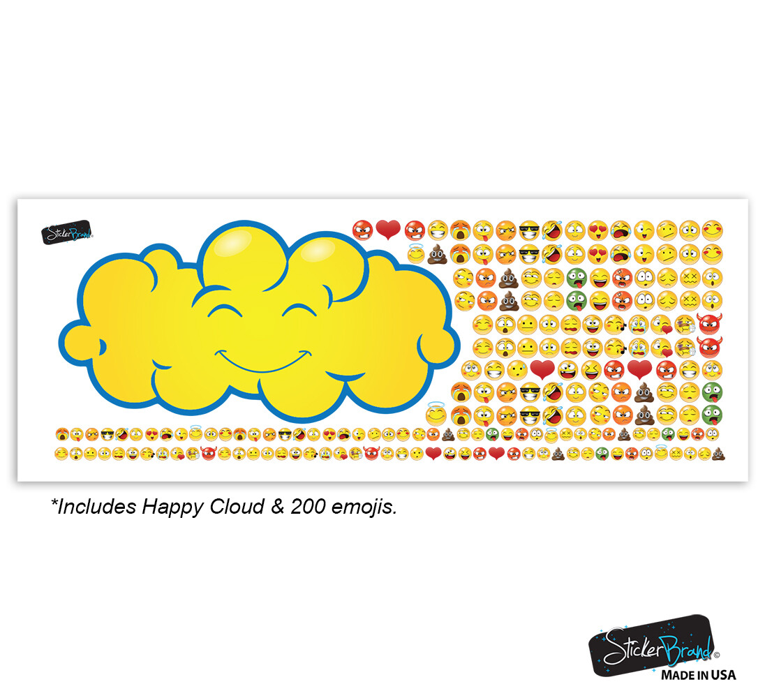 Happy Cloud Raining 200 Smiling Faces Graphic Decal #6093