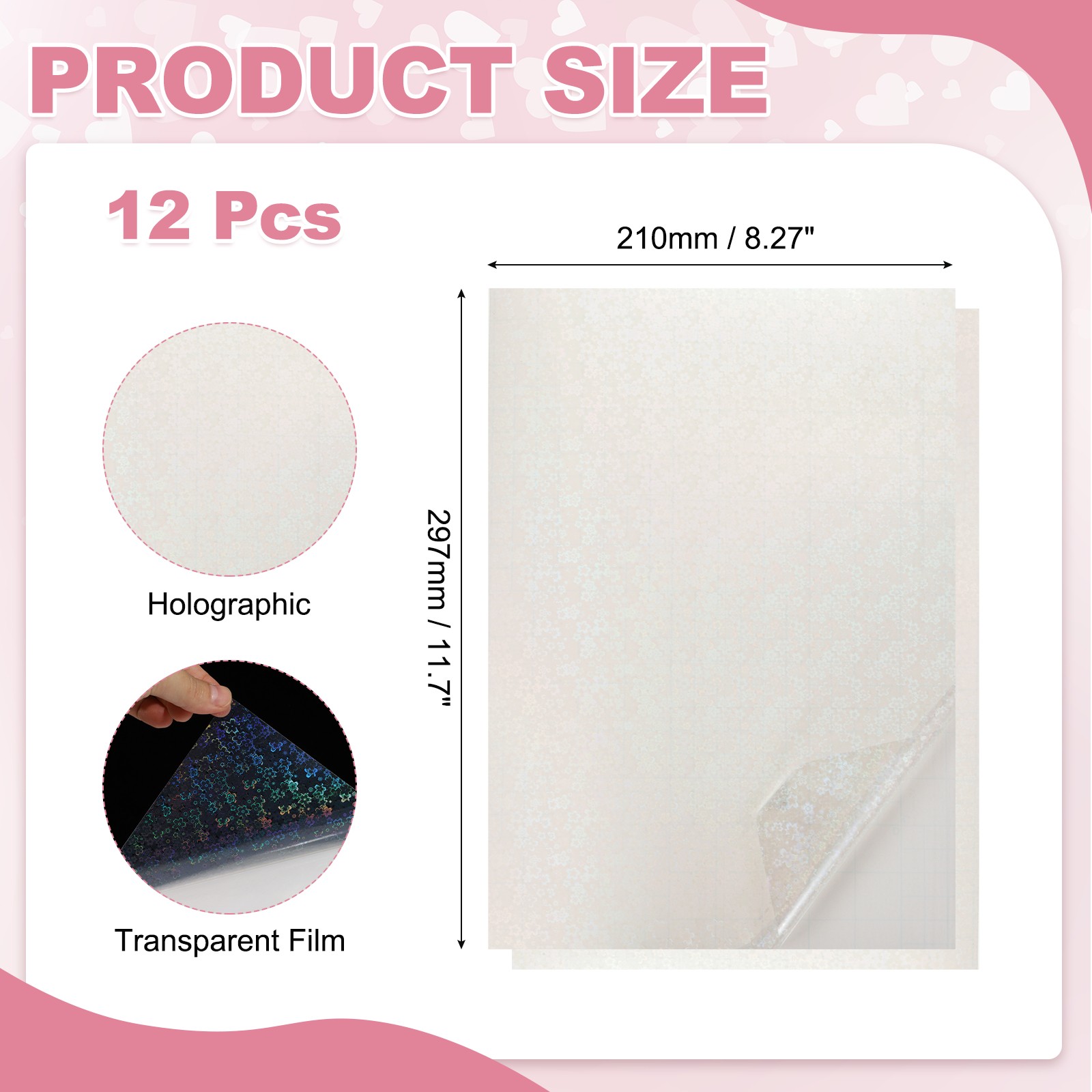 Holographic adhesive sheets A4 12 sheets 21×29.7 cm self-adhesive flowers