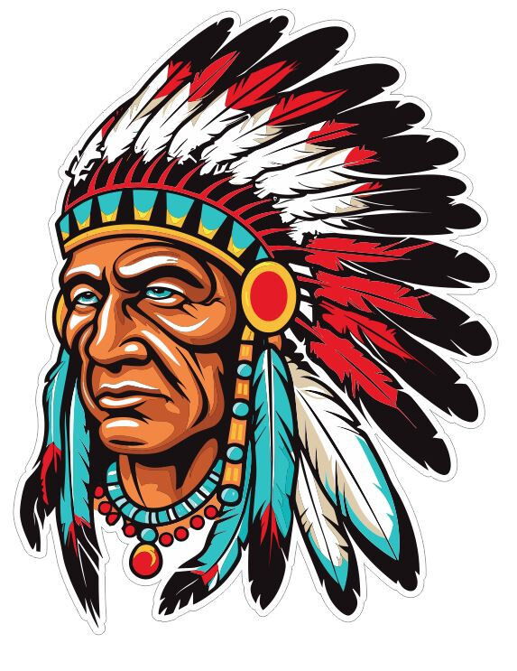Native American Indian with headdress head dress Sticker Stickers Decal A1003