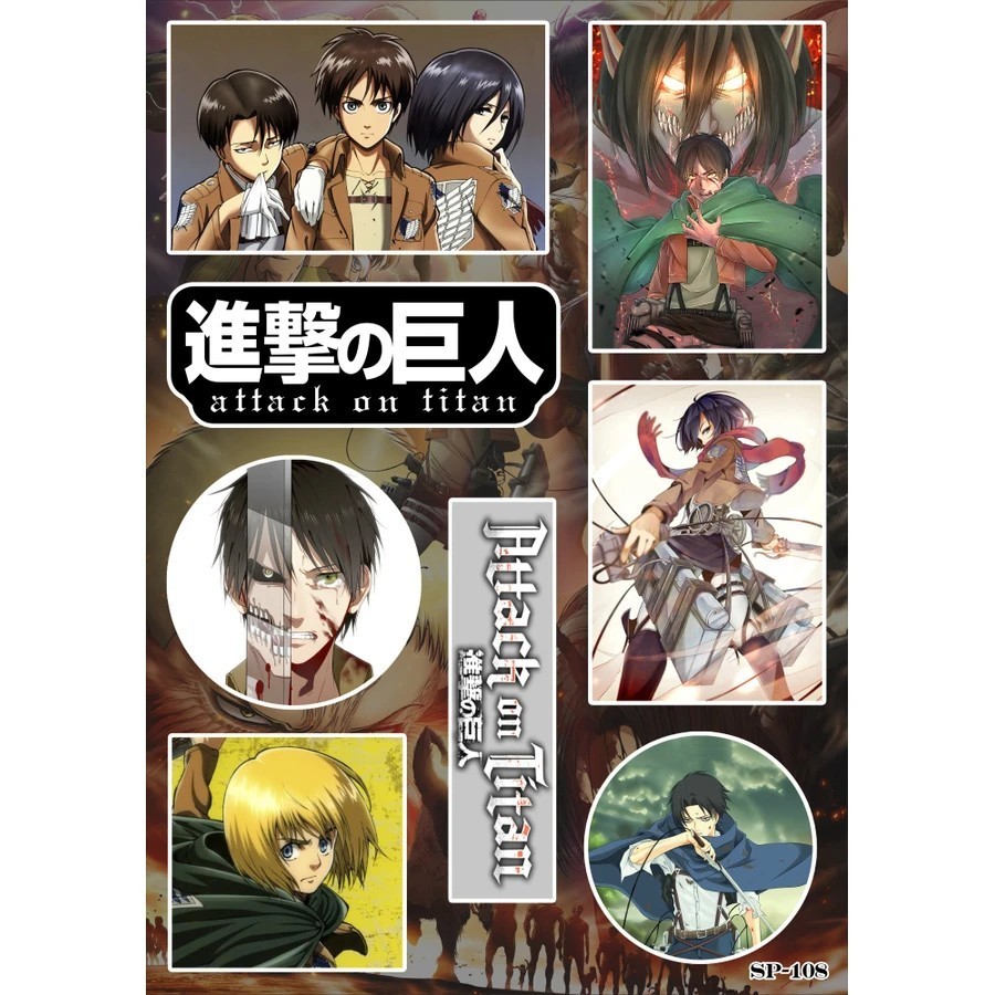 Attack on Titan Sticker Pack Eren Yeager Mikasa Levi Ackerman Armin Arlert