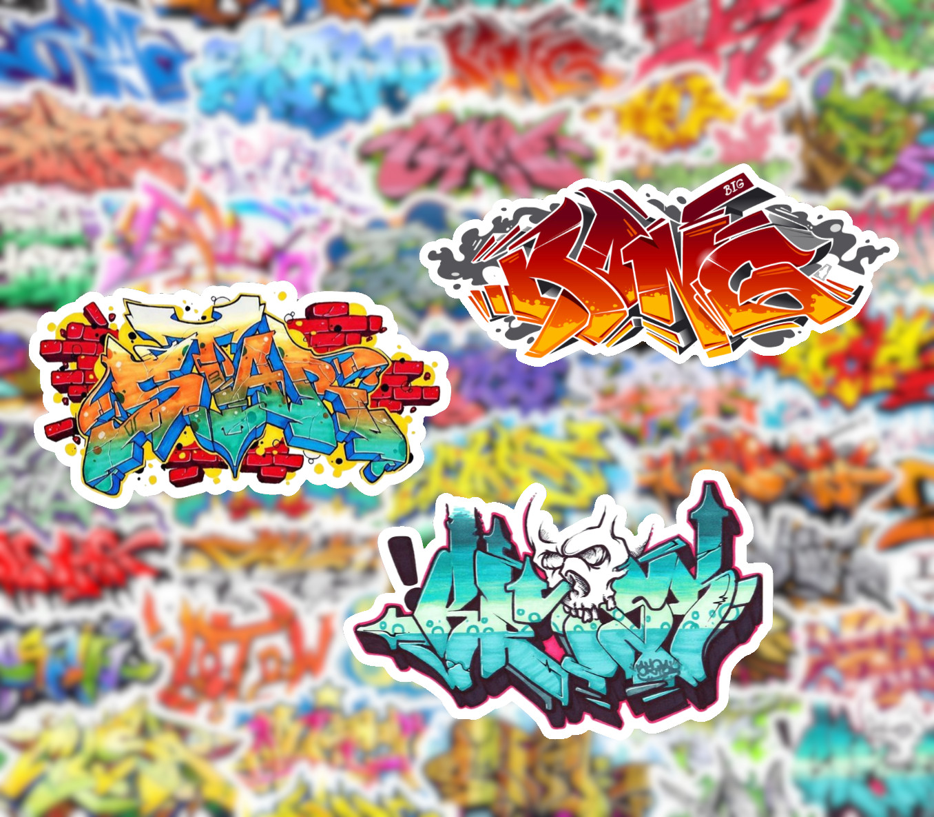 25/50 Graffiti Art Sticker Pack – Waterproof Vinyl – Hip-Hop B-Boy Rap 80’s