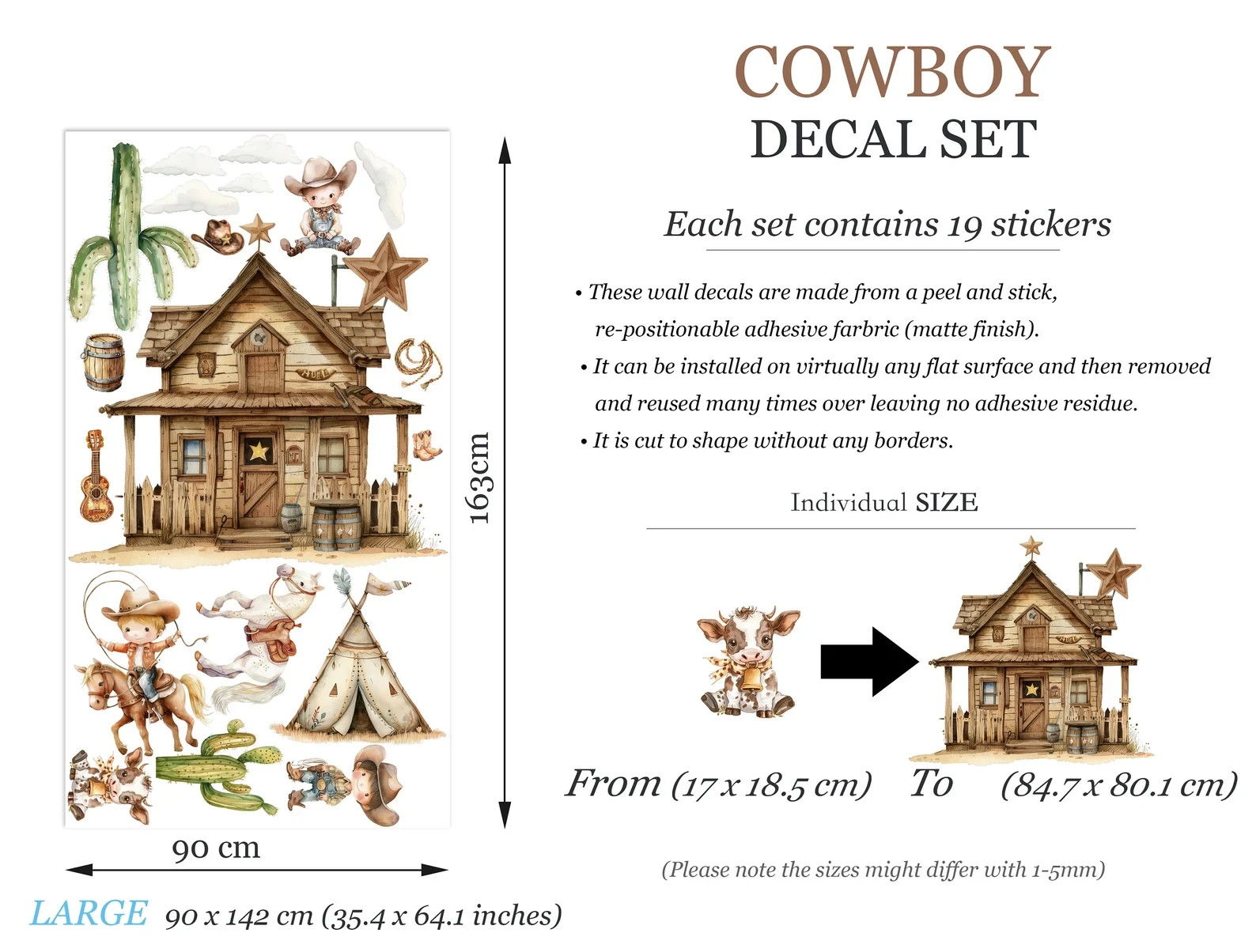 Western Cowboy Desert Farm Tent Cactus Horses Wall Decal Sticker – BR460