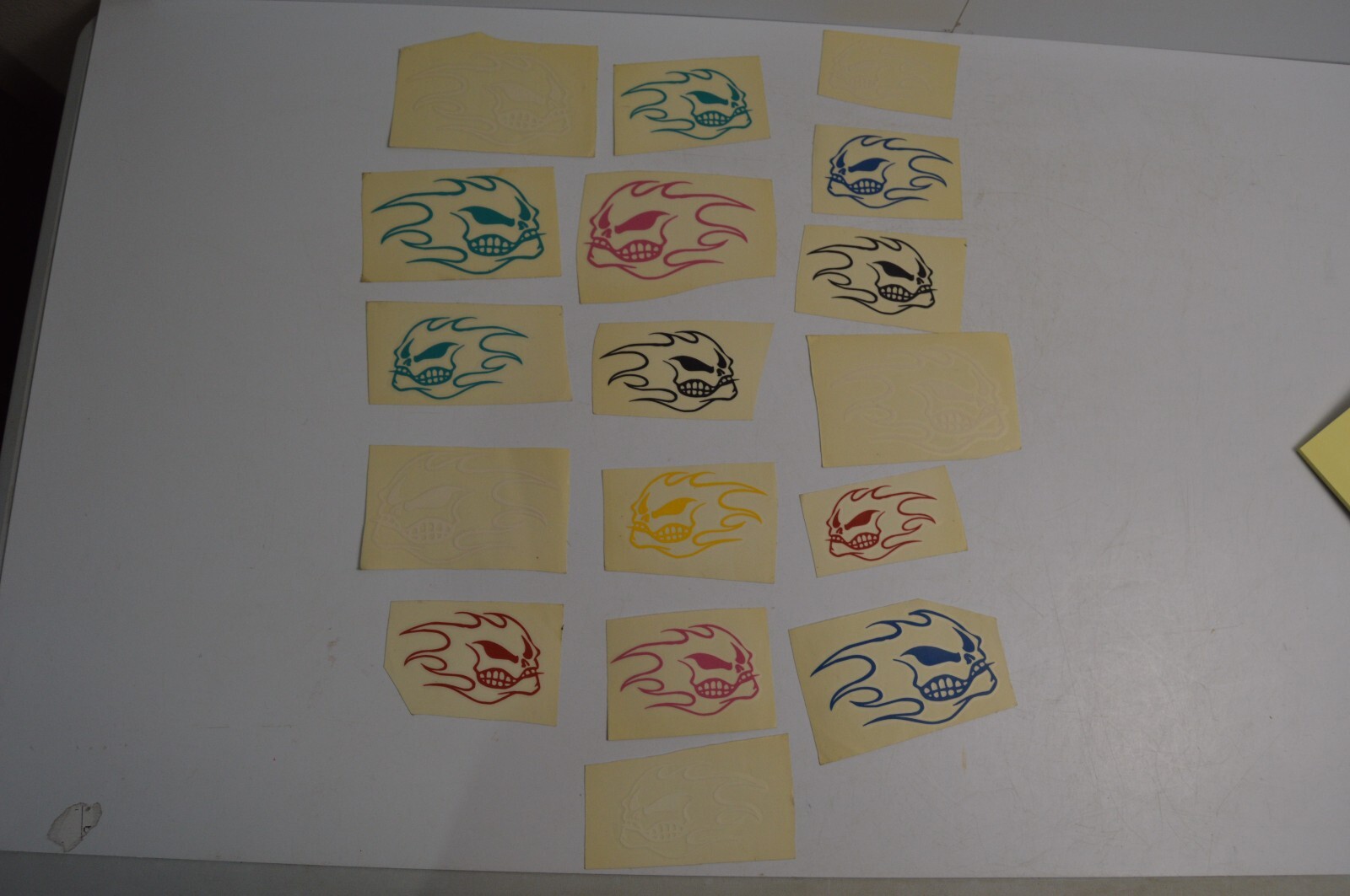17 Vintage Flaming Skull Vinyl Decal Stickers Lot 1990’s Carnival Collectibles