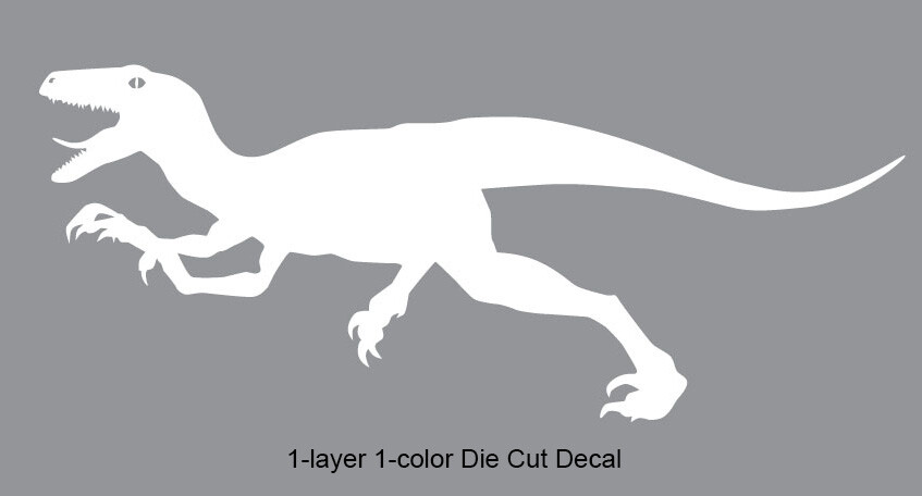 Dinosaur – Running Velociraptor #6 – Jurassic Period – 4-21″ wide – DieCut Decal