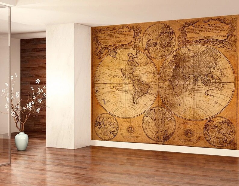 Old World Map Wall Mural Decal. Peel And Stick