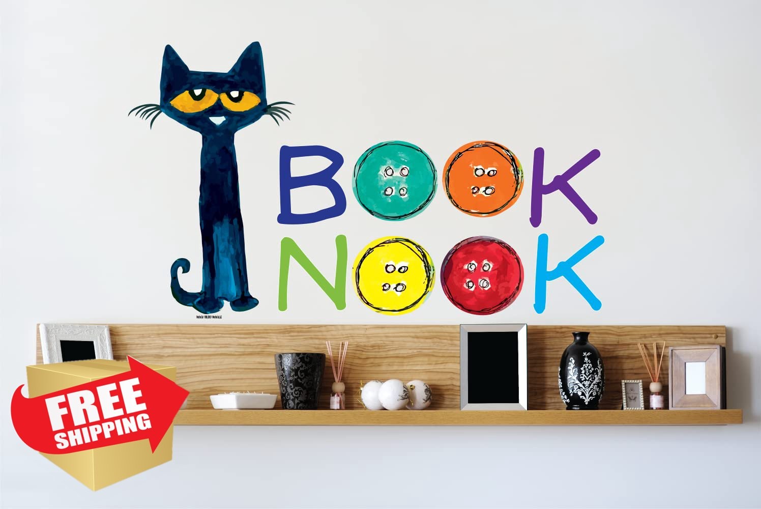 Pete The Cat Book Nook Wall Decal 20″x11″ – Multicolored