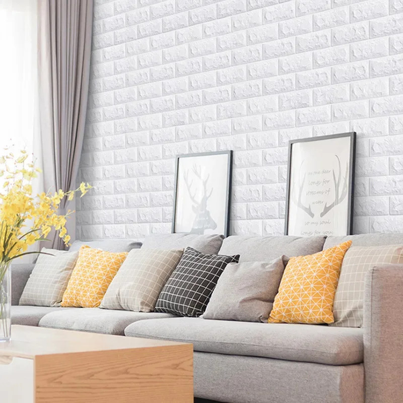 3D Foam Brick Wall Decals Self Adhesive Waterproof Wallpaper for Living Room TV