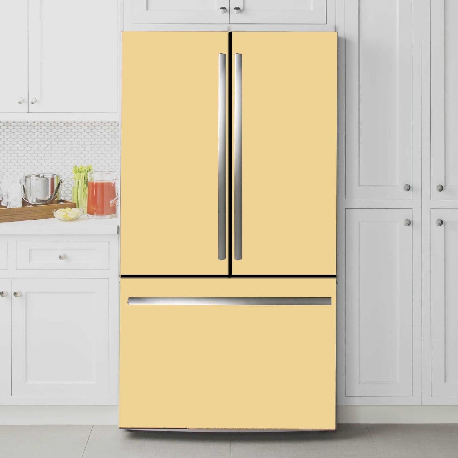 Beige Color Kitchen Fridge Wrap Matte Solid Color Vinyl Sticker