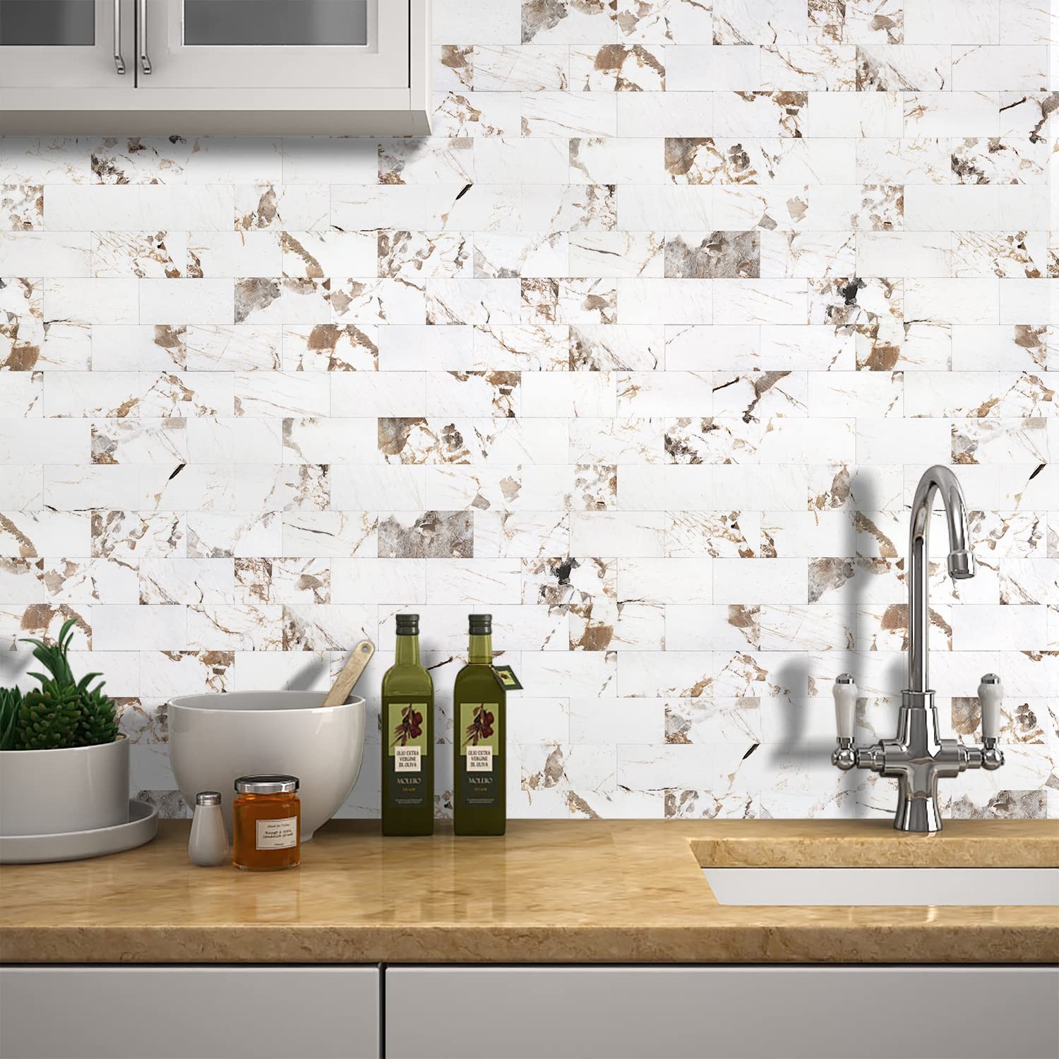 10 Sheets Peel and Stick Backsplash, Aluminum Composite 3D Wall Panel, Belgiu…