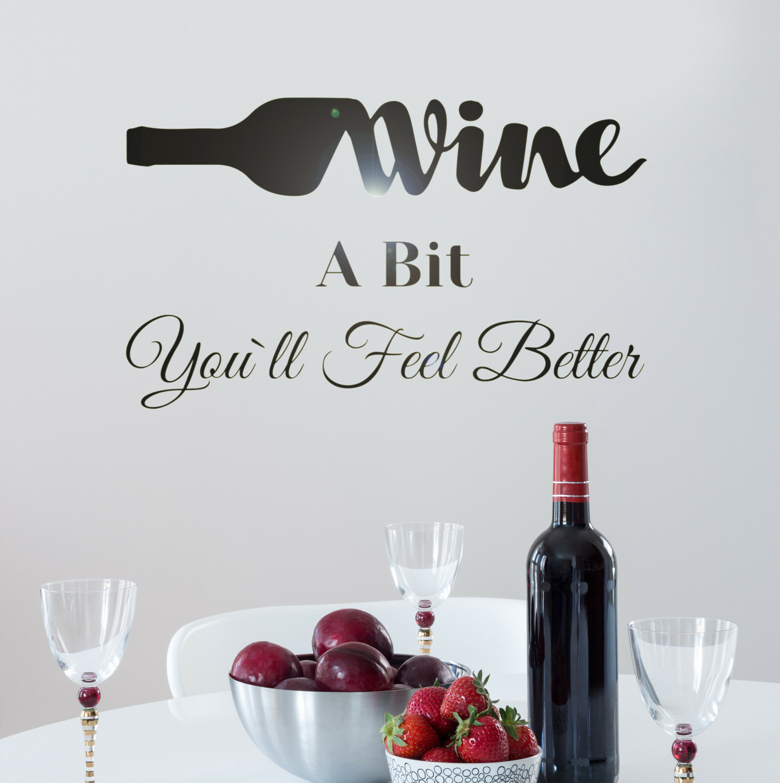 Vinyl Wall Decal Phrase Wine Bottle Feel Better Stickers 22.5 in x 14 in gz219