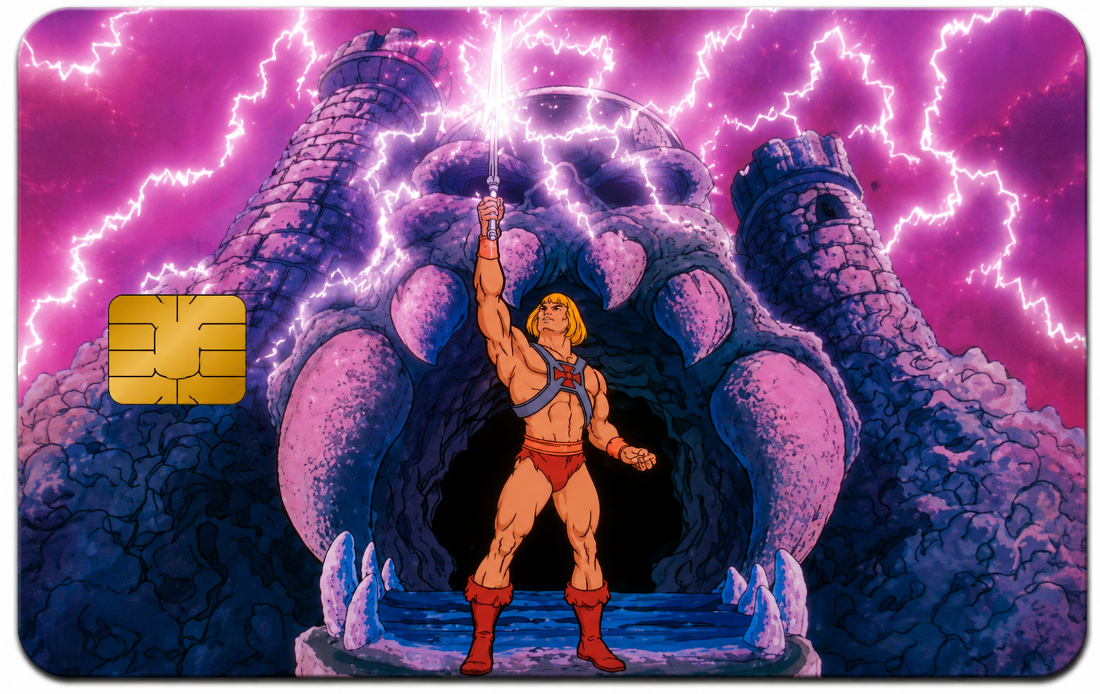 He-Man Castle Grayskull Credit Card Skin Retro Cartoon Debit Card Wrap