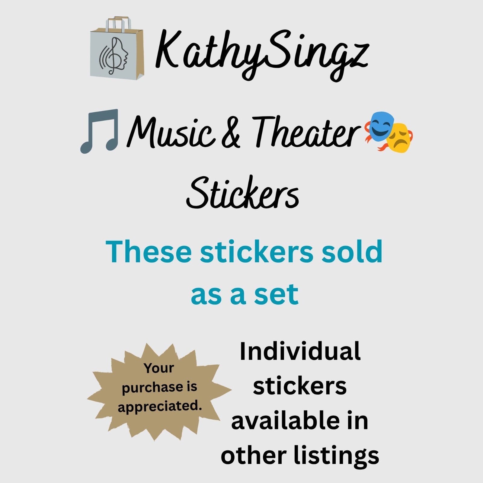 Technical Theater 5 Sticker Set Stage Crew Backstage Theatre Gift Pack No8