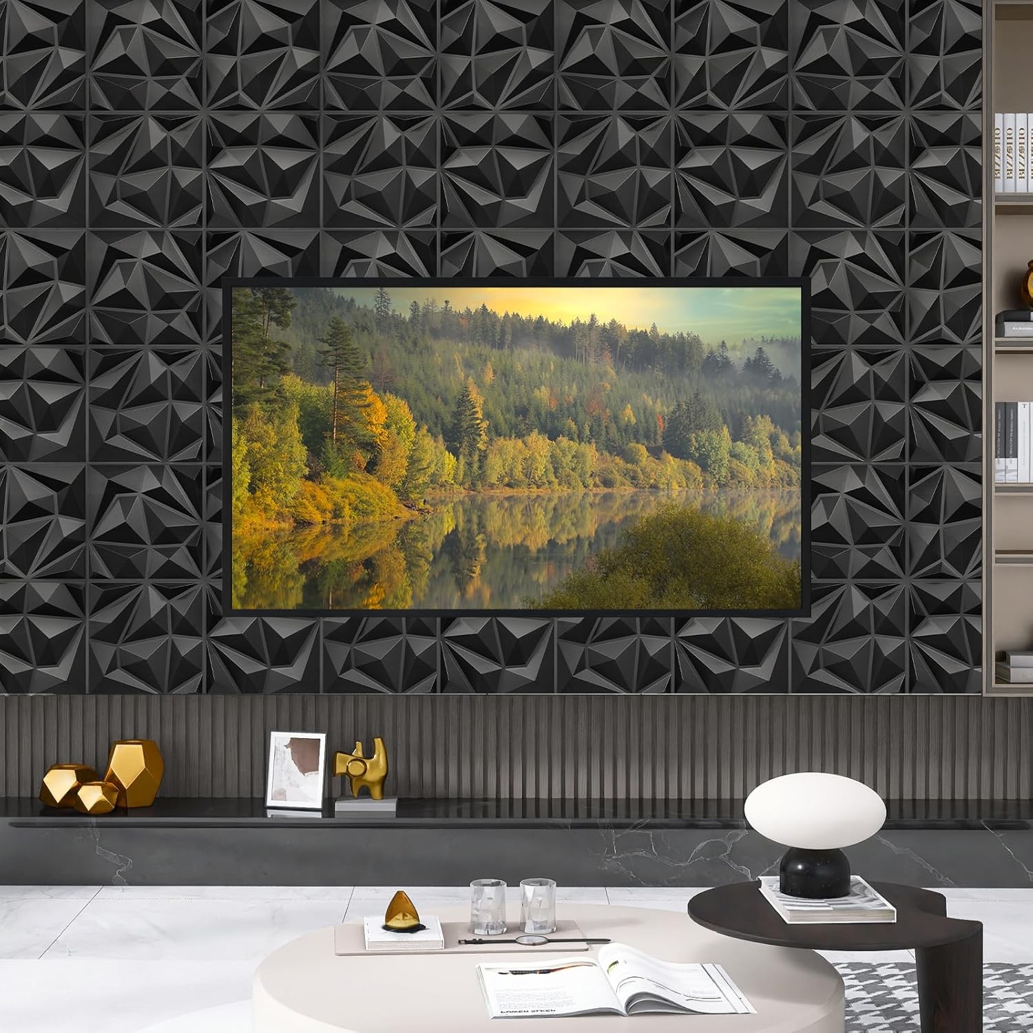 33 Pack Decorative 3D Wall Panels for Interior Decor,12”x12” Black