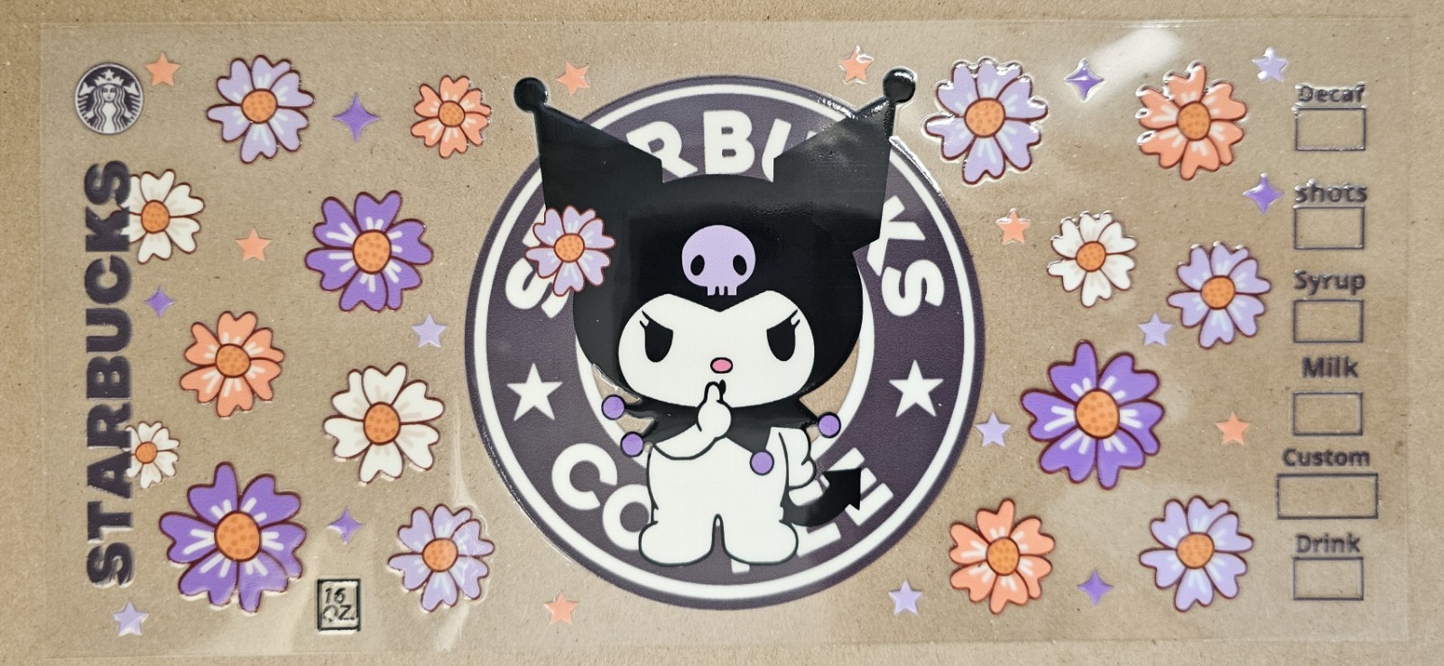 Hello Kitty Kuromi Dark Purple Coffee UV DTF cup transfer wraps