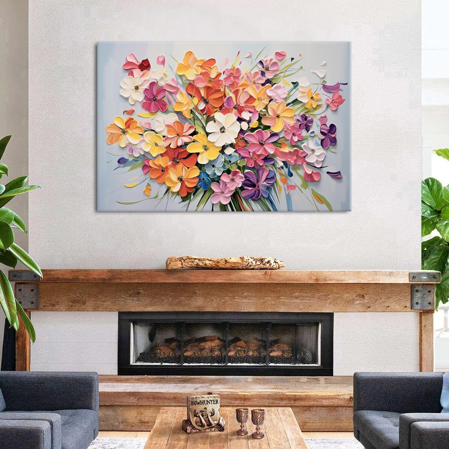 Aesthetic Daisy Wall Decor Floral Wall Art Abstract Poppies Bouquet Texture C…