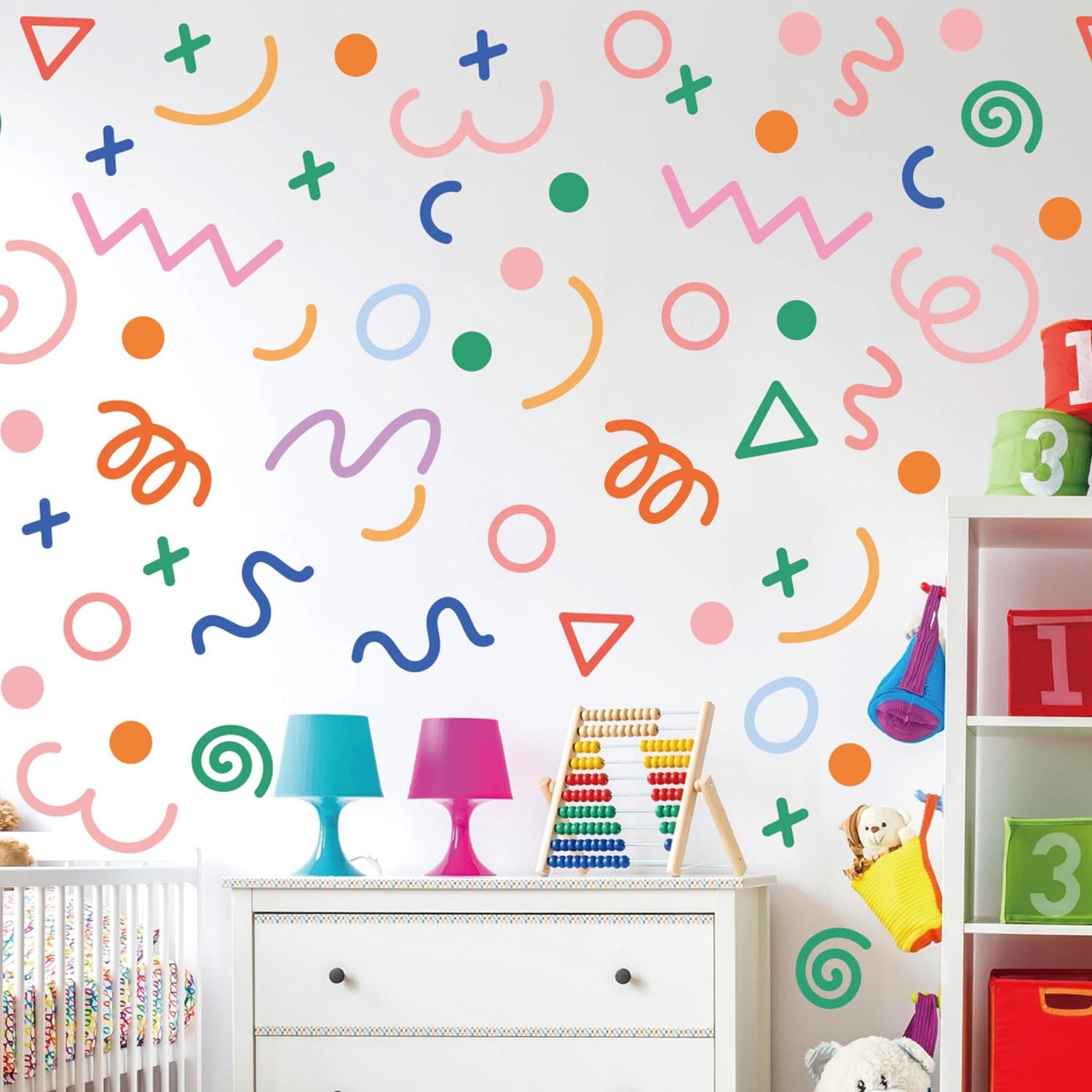200 Pcs Geometric Wall Stickers (Irregular Lines/Triangles/Dots) – 10 Sheet W…