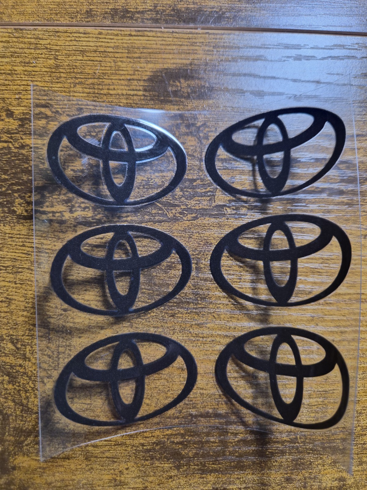 6 pc. T LOGO 2″ BLACK UV DTF Decal Sticker waterproof USA NOT VINYL