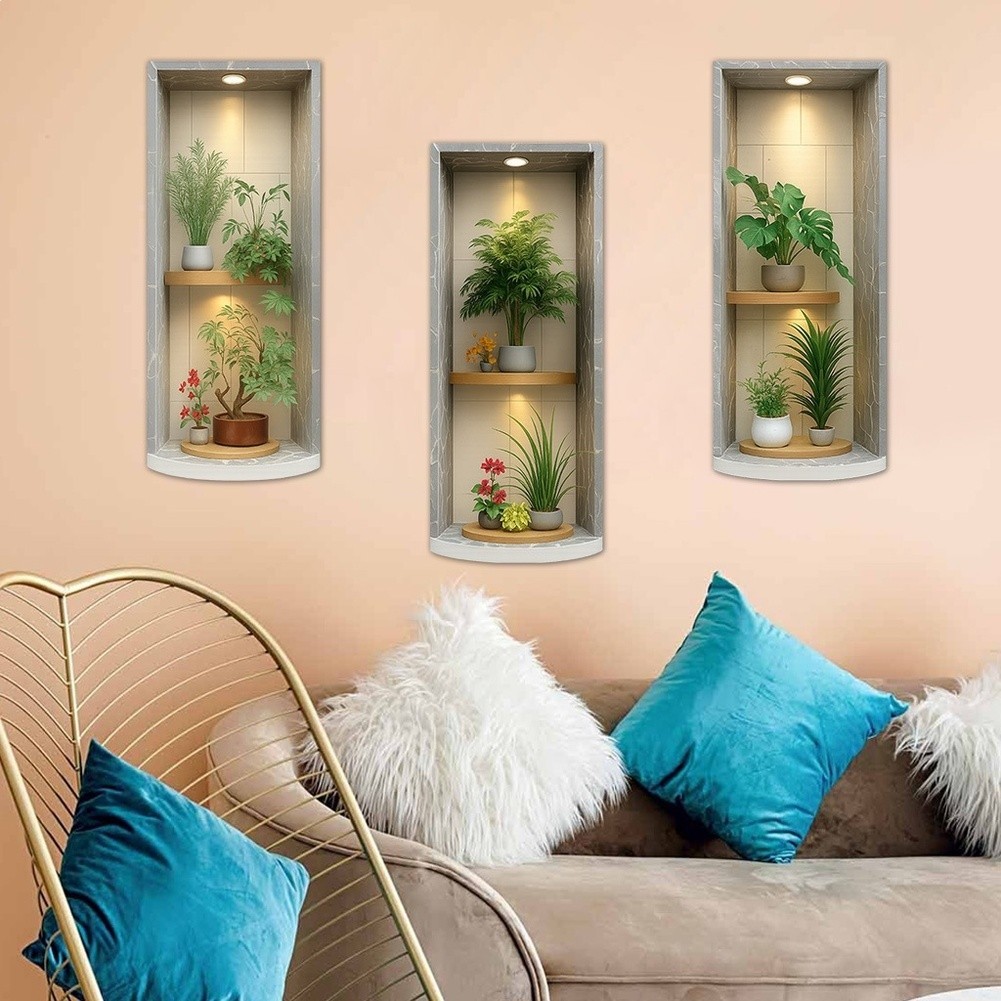 Removable Wall Stickers PVC Simulated Plants Decor Modern Style Anti Static