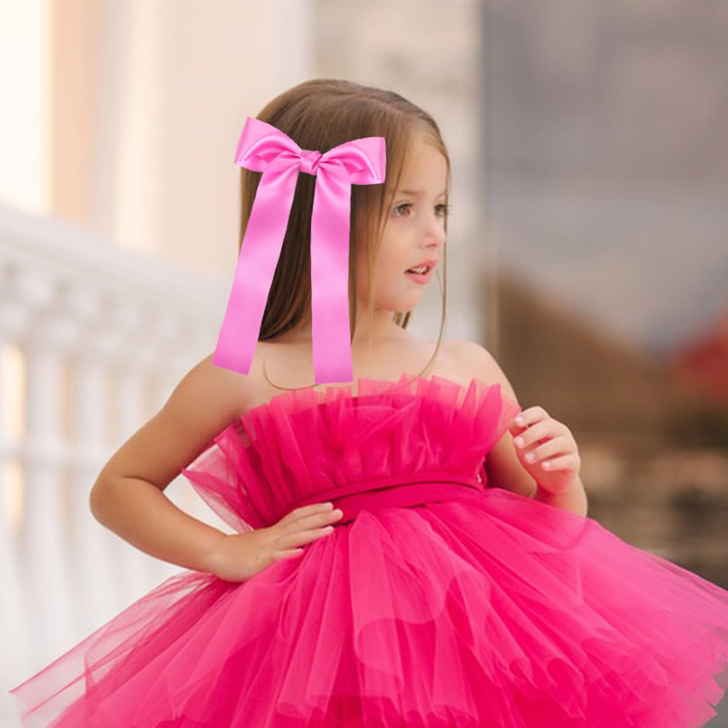 2-Pack Long Satin Ribbon Hair Bows for Girls – Elegant Silk Hair Clips for